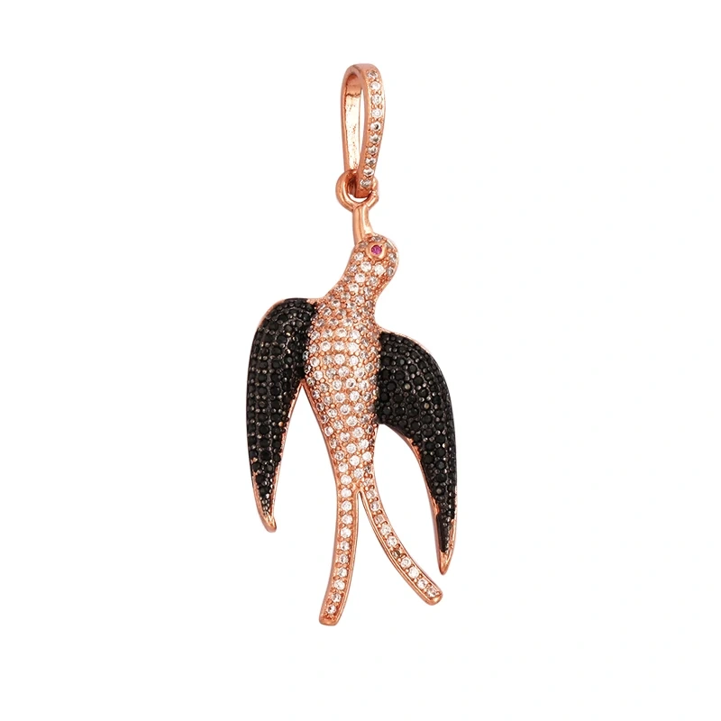 Swallow Tiger Leopard 3D Buffalo Cow Bull Head Elephant Animal Charm Pendant,18K Gold Plated Zircon Necklace Jewelry Supply
