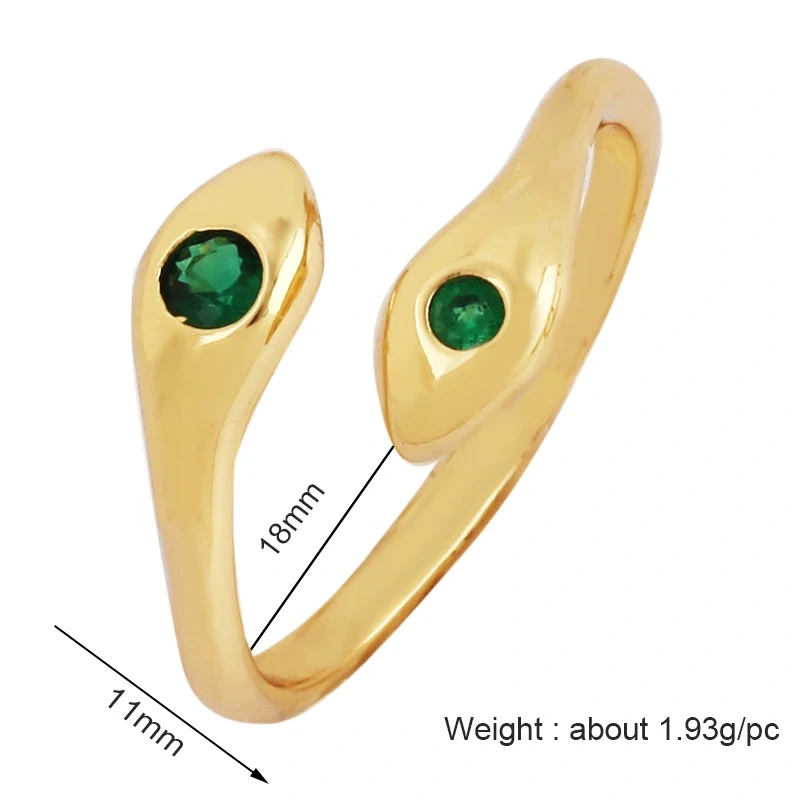 Trendy Mashup Style Punk Eye Colorful Finger Ring,18K Gold Plated Zircon Open Adjustable Rings Charm Jewelry Findings Supply P30