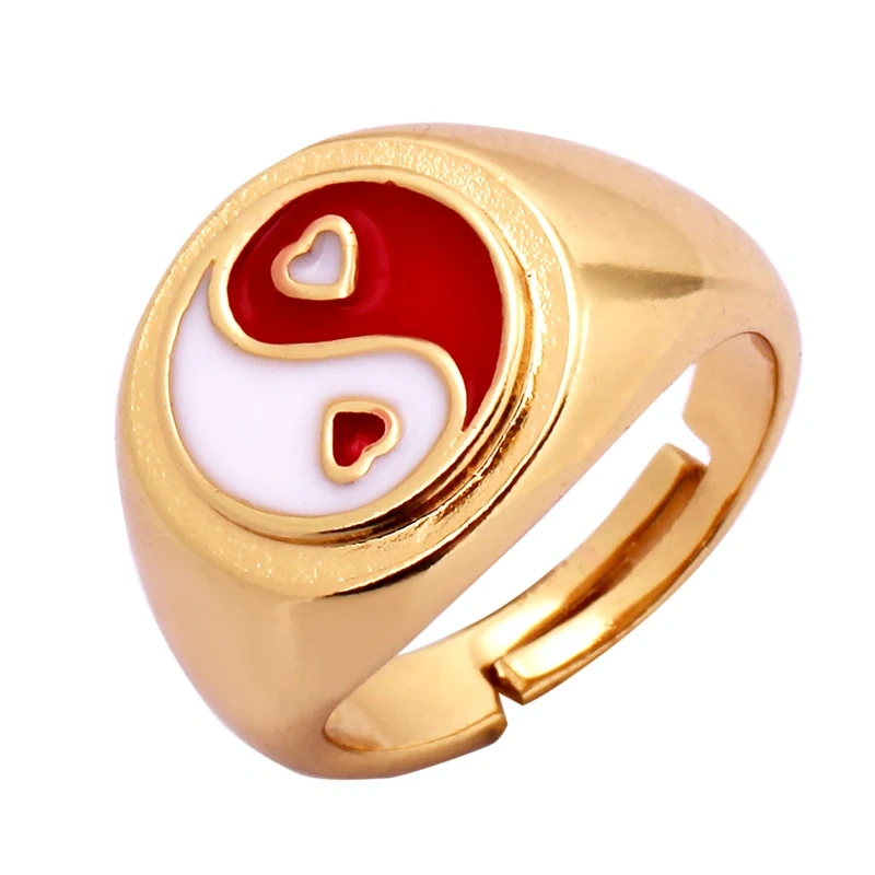 Daisy Flower Ladybug Butterfly Heart Taiji Clover Finger Ring Antique Grandma's Women's Adjustable Ring Girl Party Jewelry