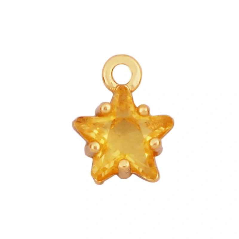 Mini Geometry Bezel Star Charm Pendant with Glass,Earring Attachment,18K Gold Plated CZ Pave Jewelry Findings Accessories K48