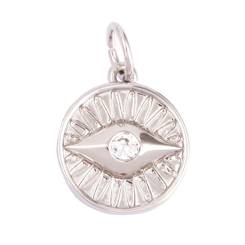 Evil Eye Charm Pendant,18K Real Gold Plated Cubic Zirconia CZ Paved Religours,Jewelry Necklace Bracelet Accessories Supplies K09