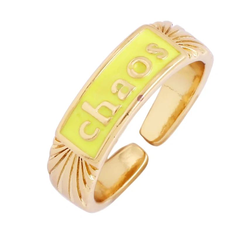 BABY LOVE HOPE DREAMER CHAOS Letter Charm Finger Ring,Colourful Enamel Coated Open Adjustable Rings Jewelry Findings Supplies