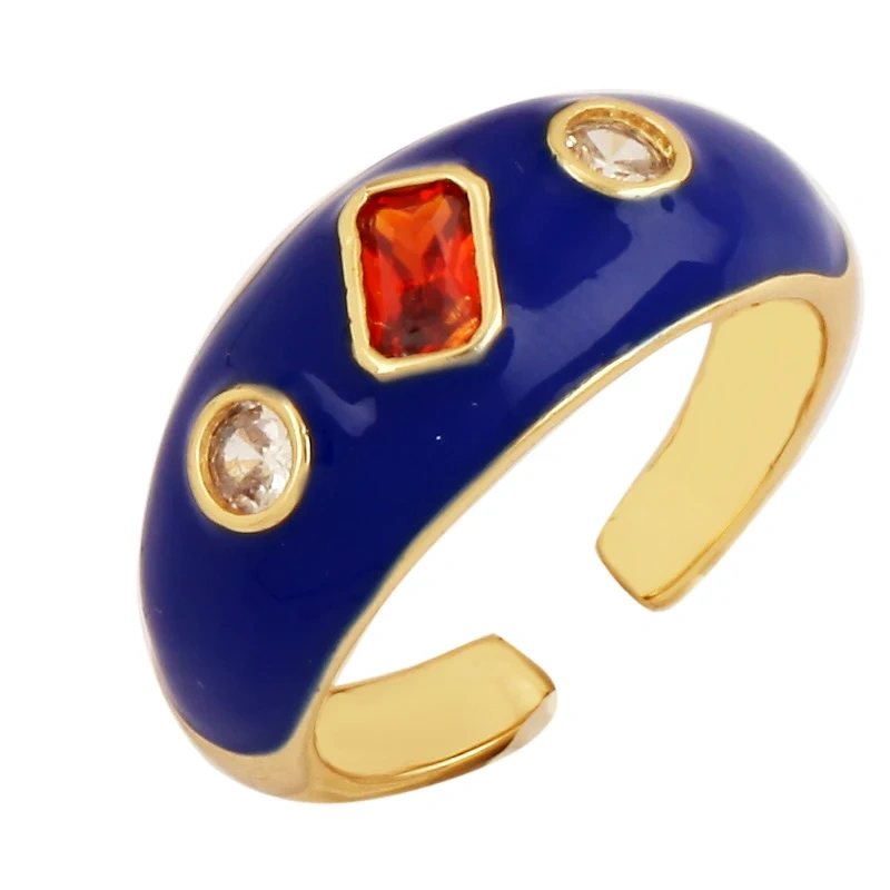 Fashion Romantic Sweet Flower  Happy Face Angel Finger Ring,18K Gold Plated Zircon Open Adjustable Rings Jewelry Findings P17