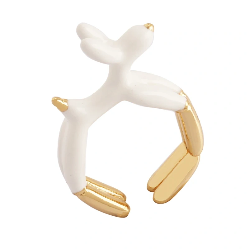 Ballon Dog Pet Puppy Enamel Finger Ring, Neon Pink Orange Blue Pendant Oil Dropped, Sweet  Party Jewelry Wholesale P03