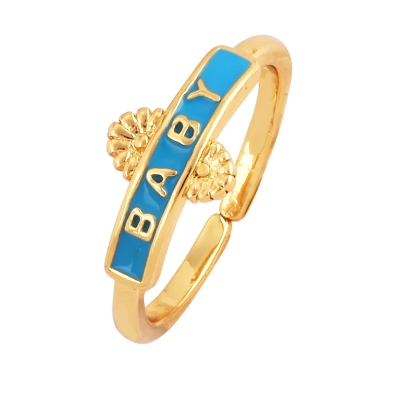 BABY LOVE HOPE DREAMER CHAOS Letter Charm Finger Ring,Colourful Enamel Coated Open Adjustable Rings Jewelry Findings Supplies