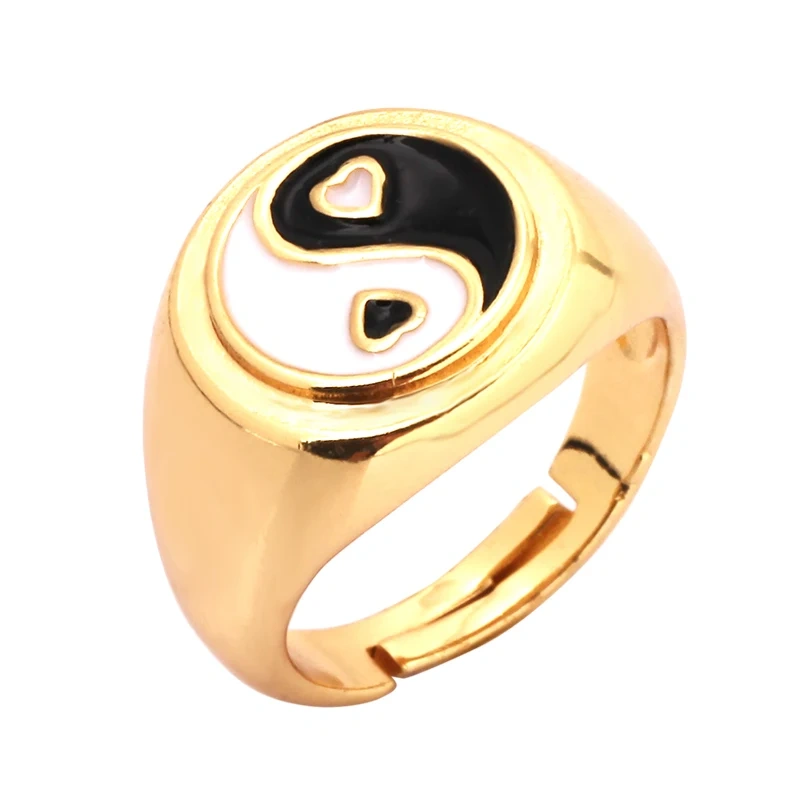 Daisy Flower Ladybug Butterfly Heart Taiji Clover Finger Ring Antique Grandma's Women's Adjustable Ring Girl Party Jewelry