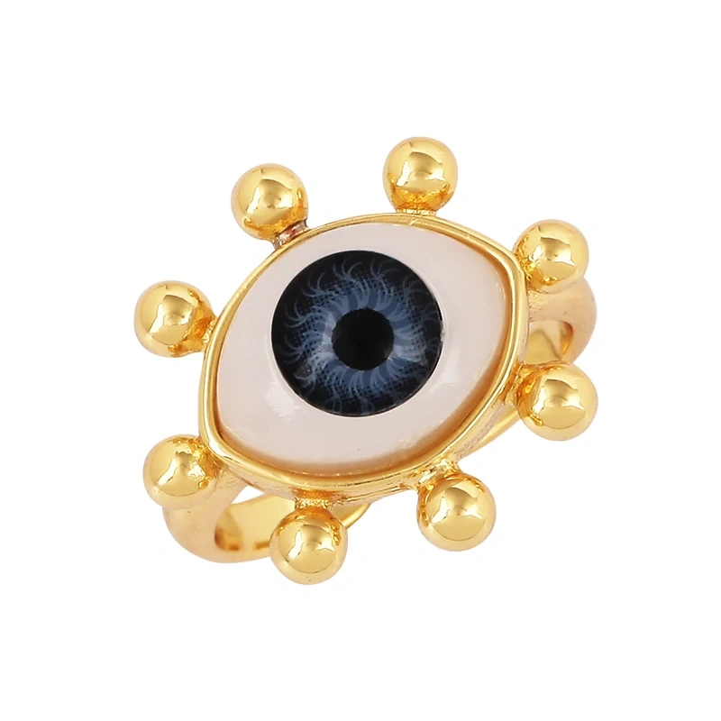 Trendy Colourful Enamel Coated Zircon Finger Ring,Eye Hand Heart Star Pattern Gold Plated Rings Jewelry Findings Supplies P32