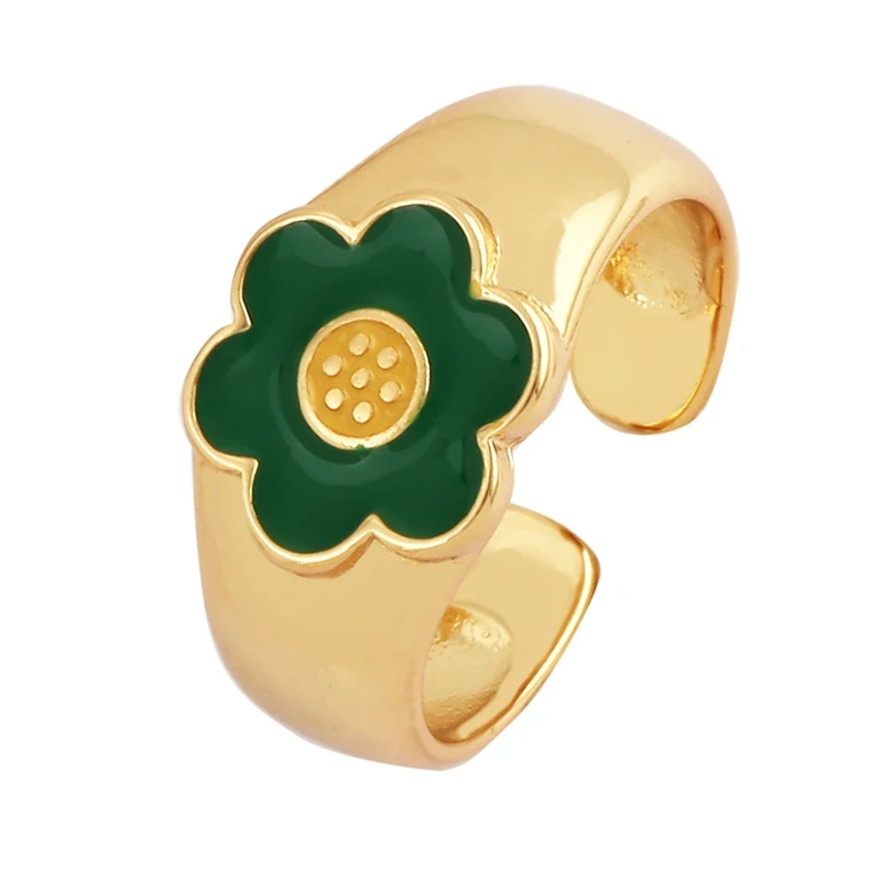 Fashion Romantic Sweet Flower  Happy Face Angel Finger Ring,18K Gold Plated Zircon Open Adjustable Rings Jewelry Findings P17