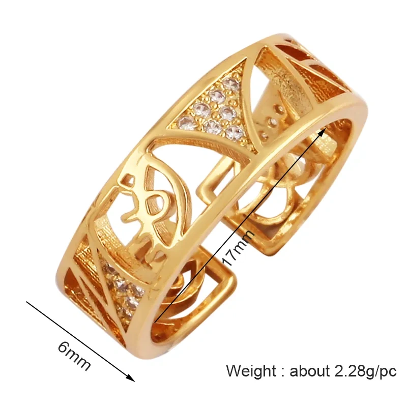 Trendy Mashup Style Punk Eye Colorful Finger Ring,18K Gold Plated Zircon Open Adjustable Rings Charm Jewelry Findings Supply P30