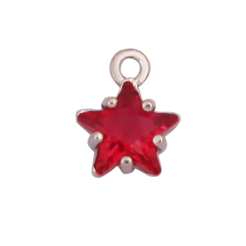 Mini Geometry Bezel Star Charm Pendant with Glass,Earring Attachment,18K Gold Plated CZ Pave Jewelry Findings Accessories K48