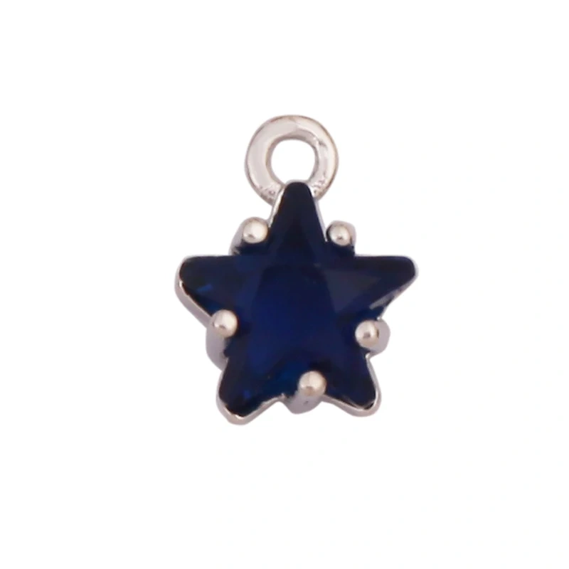 Mini Geometry Bezel Star Charm Pendant with Glass,Earring Attachment,18K Gold Plated CZ Pave Jewelry Findings Accessories K48