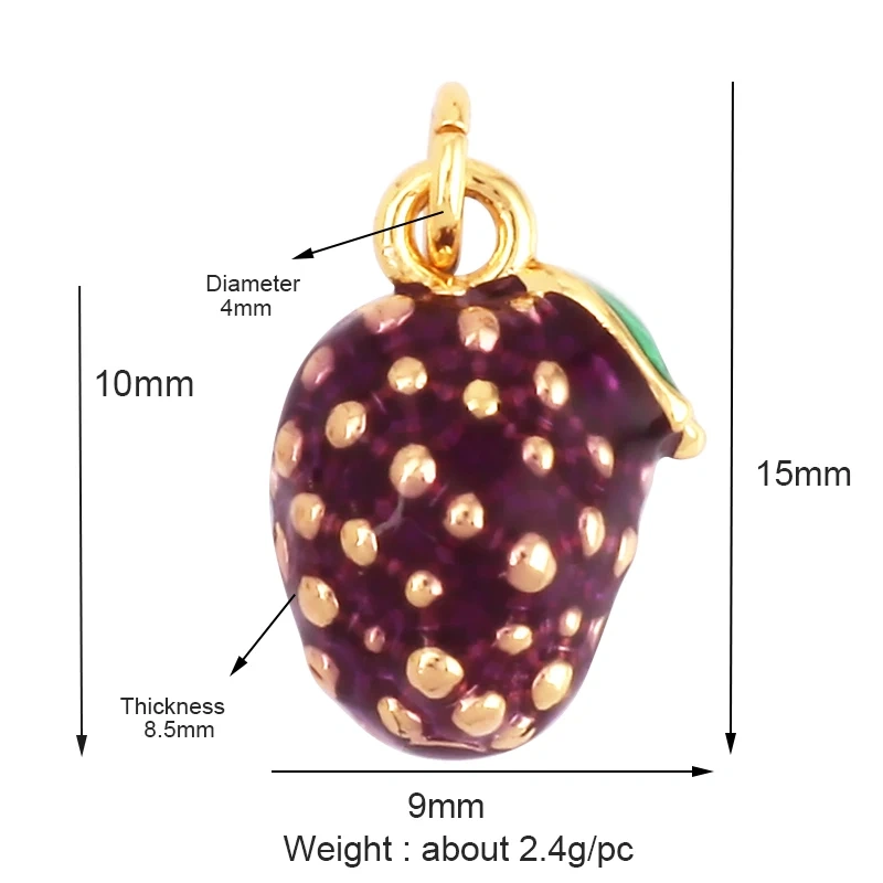3D Fruit Strawberry Grape Mango Pineapple Water Melon Cherry Banana Charm Pandent , Jewelry Necklace Bracelet Making Supply M15