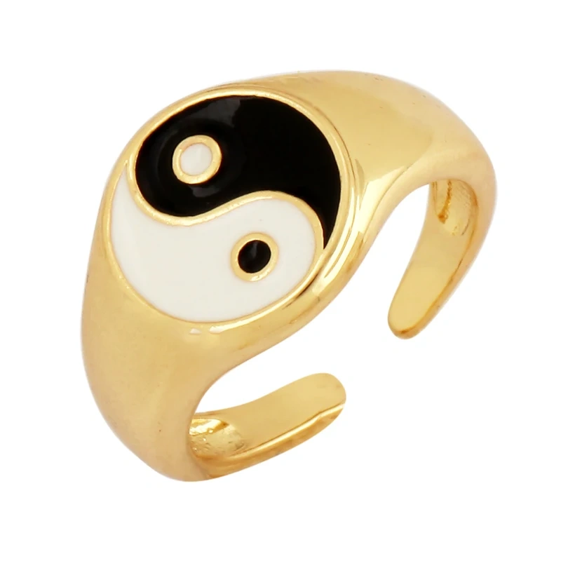 Trendy Mashup Style Punk Eye Colorful Finger Ring,18K Gold Plated Zircon Open Adjustable Rings Charm Jewelry Findings Supply P30