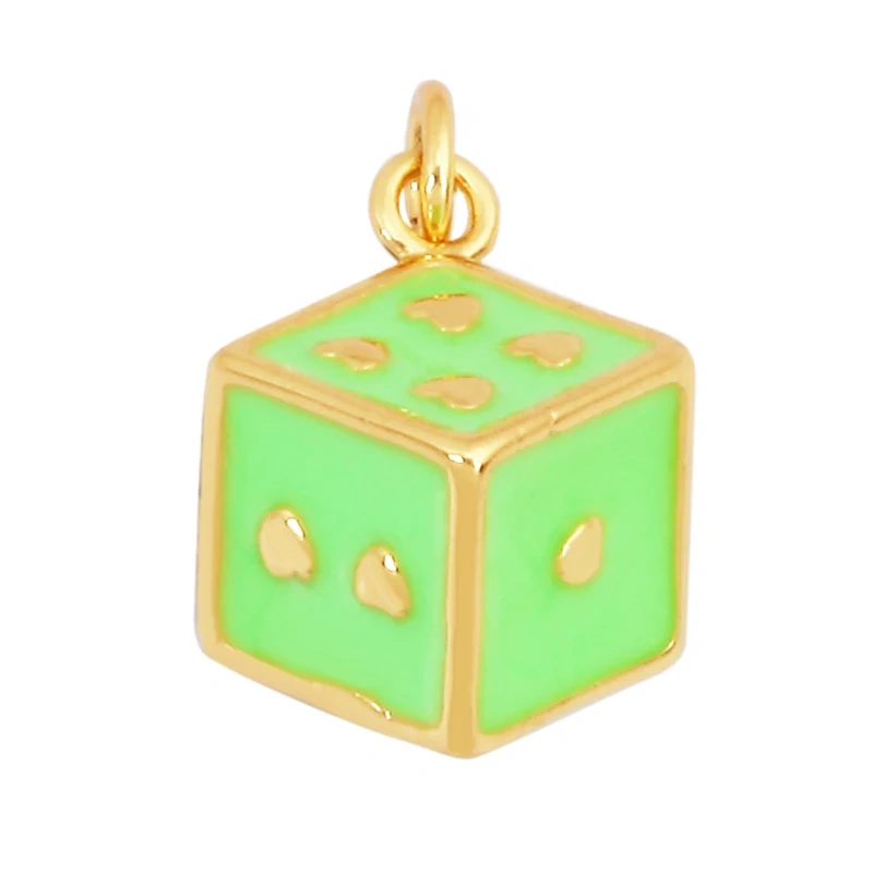 Trendy Colourful Enamel Love Heart Dice Charm Pendant,18K Gold Plated Necklace Bracelet for Jewelry Findings Daily Supplies K34