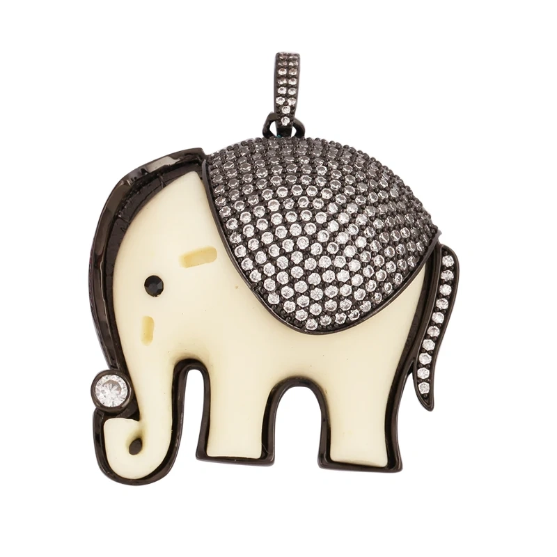 Swallow Tiger Leopard 3D Buffalo Cow Bull Head Elephant Animal Charm Pendant,18K Gold Plated Zircon Necklace Jewelry Supply