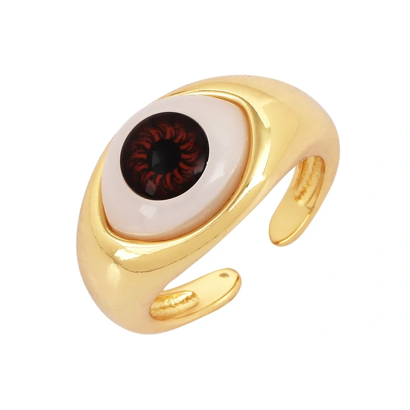 Trendy Colourful Enamel Coated Zircon Finger Ring,Eye Hand Heart Star Pattern Gold Plated Rings Jewelry Findings Supplies P32