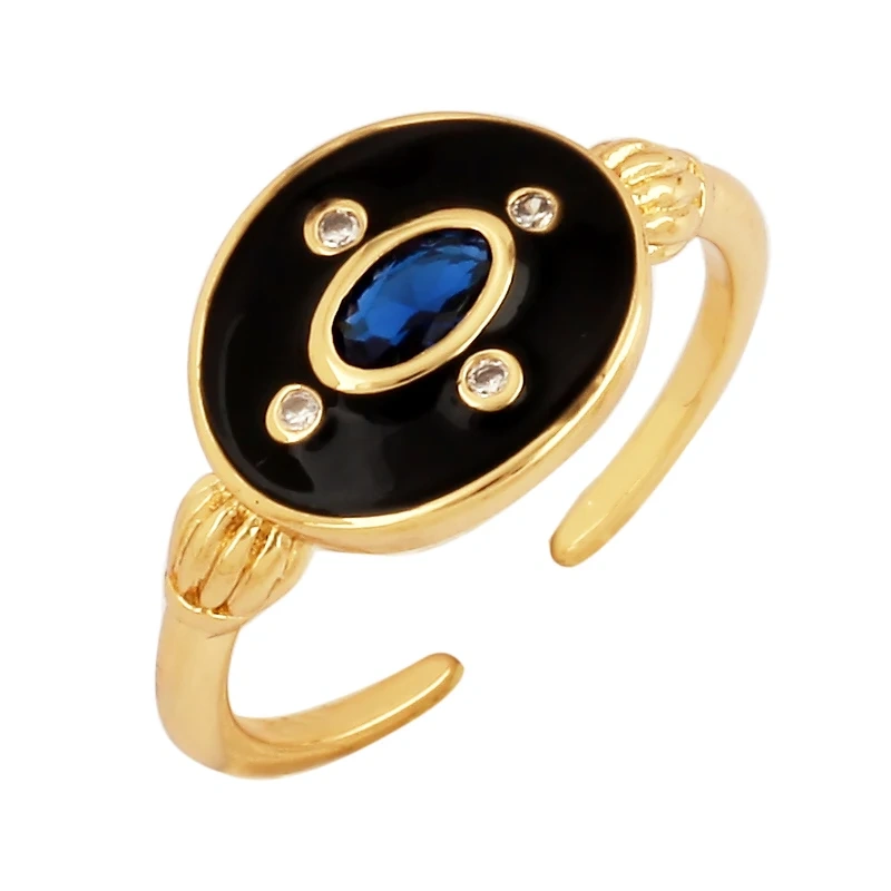 Fashion Romantic Sweet Flower  Happy Face Angel Finger Ring,18K Gold Plated Zircon Open Adjustable Rings Jewelry Findings P17