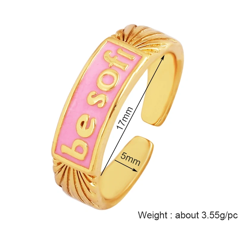 BABY LOVE HOPE DREAMER CHAOS Letter Charm Finger Ring,Colourful Enamel Coated Open Adjustable Rings Jewelry Findings Supplies