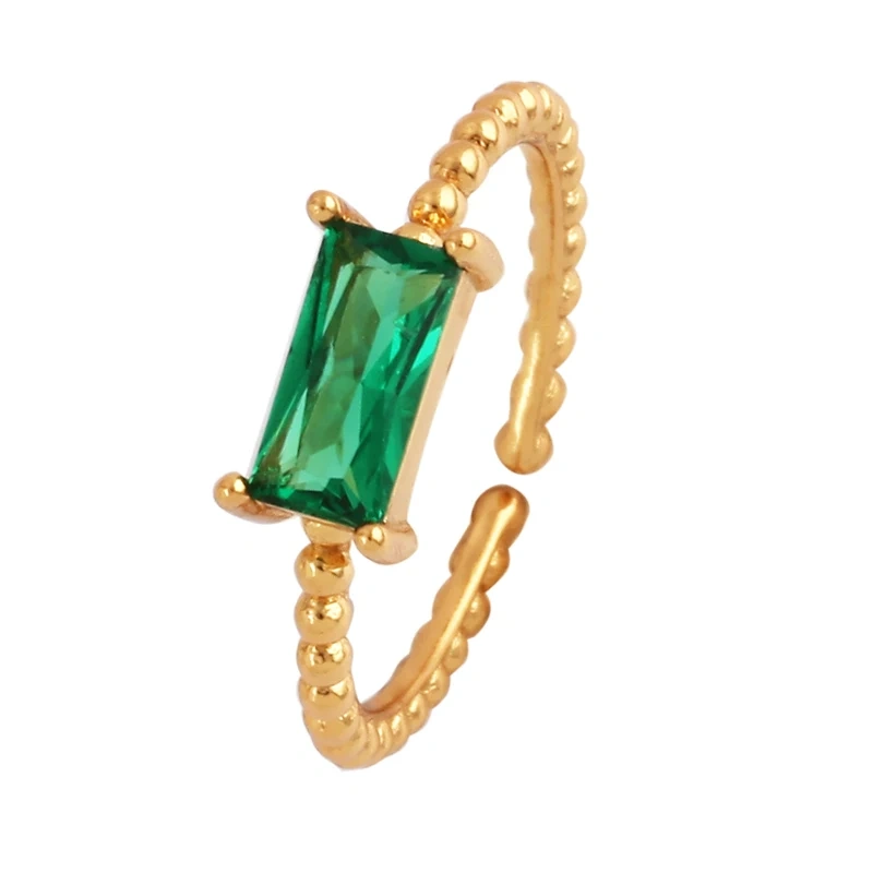 Love Heart Water Drop Brass 18K Gold Plated Finger Ring,Fashion Colorful Zircon Open Adjustable Rings Charm Jewelry Findings P03