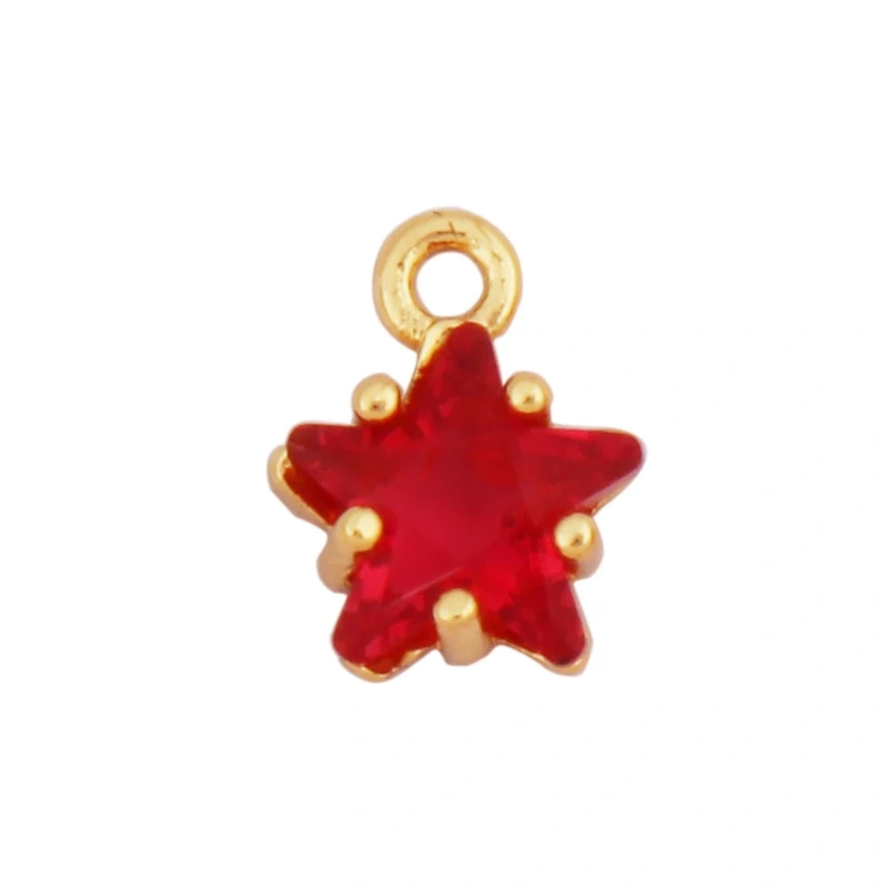 Mini Geometry Bezel Star Charm Pendant with Glass,Earring Attachment,18K Gold Plated CZ Pave Jewelry Findings Accessories K48
