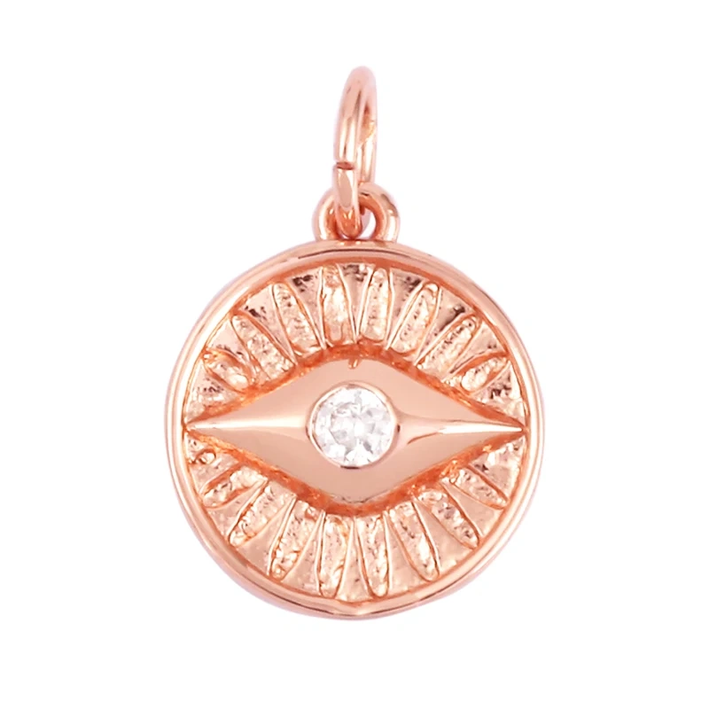 Evil Eye Charm Pendant,18K Real Gold Plated Cubic Zirconia CZ Paved Religours,Jewelry Necklace Bracelet Accessories Supplies K09