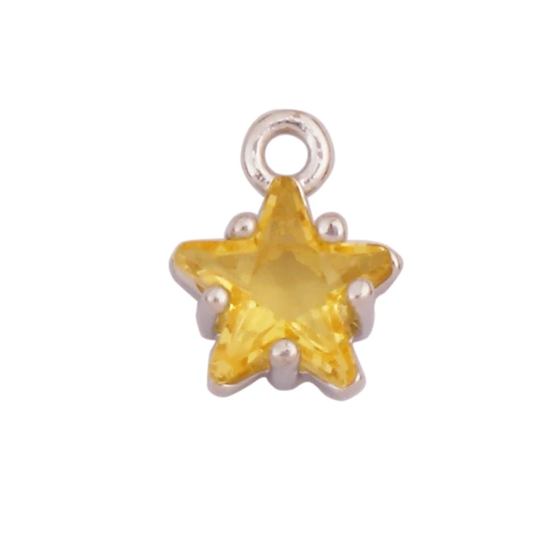 Mini Geometry Bezel Star Charm Pendant with Glass,Earring Attachment,18K Gold Plated CZ Pave Jewelry Findings Accessories K48