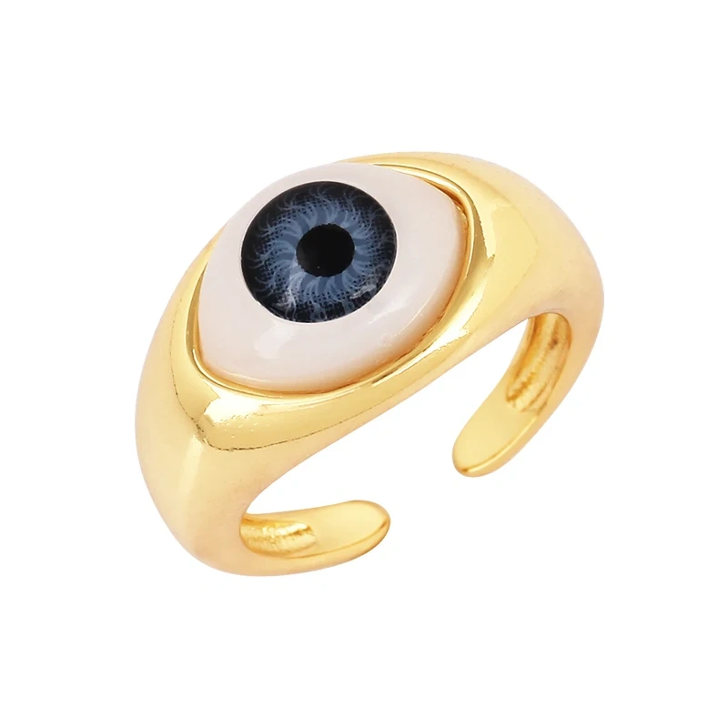 Trendy Colourful Enamel Coated Zircon Finger Ring,Eye Hand Heart Star Pattern Gold Plated Rings Jewelry Findings Supplies P32