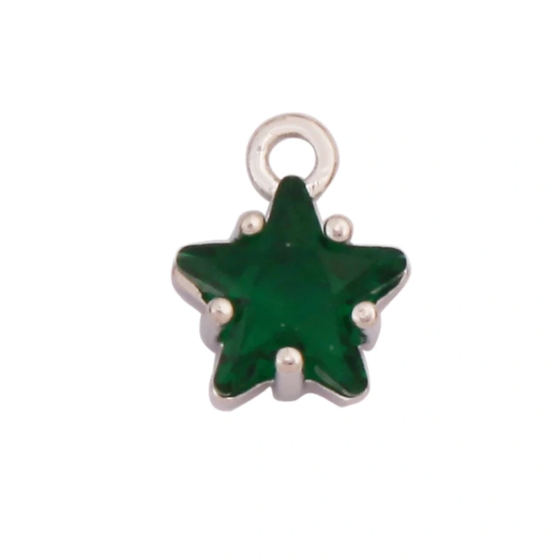 Mini Geometry Bezel Star Charm Pendant with Glass,Earring Attachment,18K Gold Plated CZ Pave Jewelry Findings Accessories K48