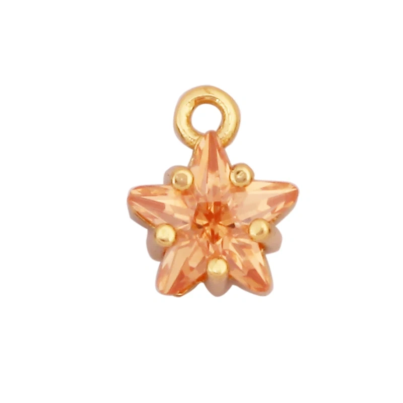 Mini Geometry Bezel Star Charm Pendant with Glass,Earring Attachment,18K Gold Plated CZ Pave Jewelry Findings Accessories K48