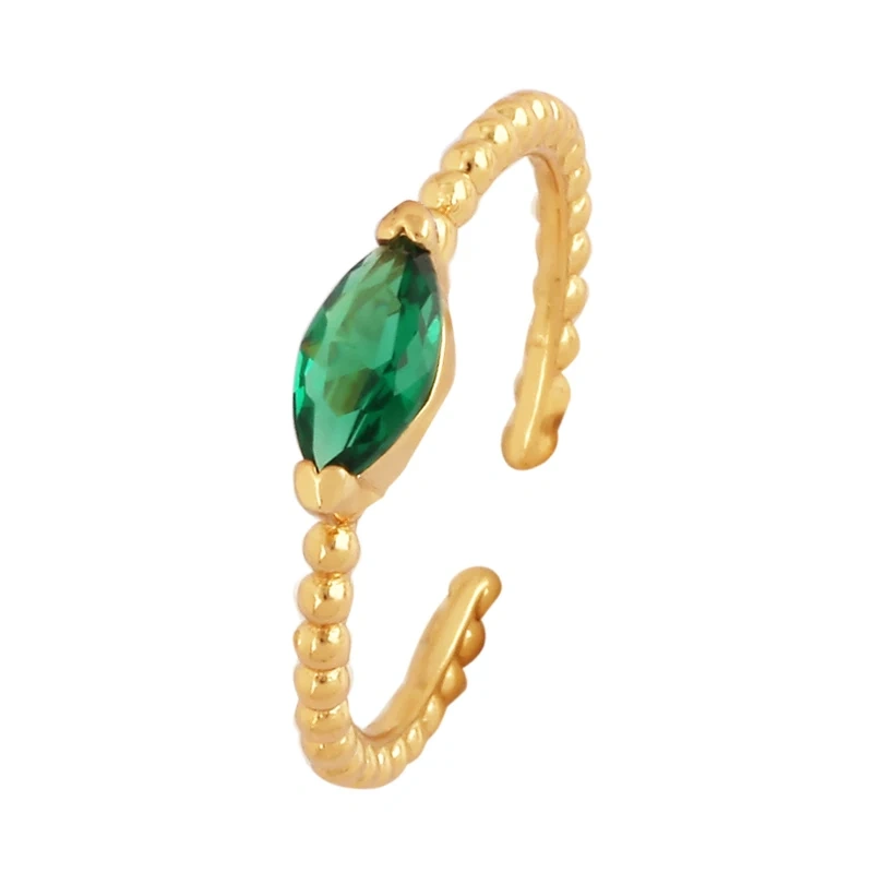 Love Heart Water Drop Brass 18K Gold Plated Finger Ring,Fashion Colorful Zircon Open Adjustable Rings Charm Jewelry Findings P03