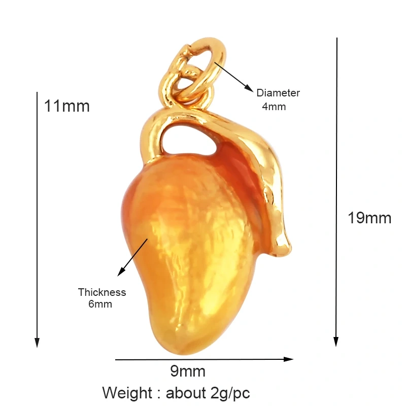 3D Fruit Strawberry Grape Mango Pineapple Water Melon Cherry Banana Charm Pandent , Jewelry Necklace Bracelet Making Supply M15