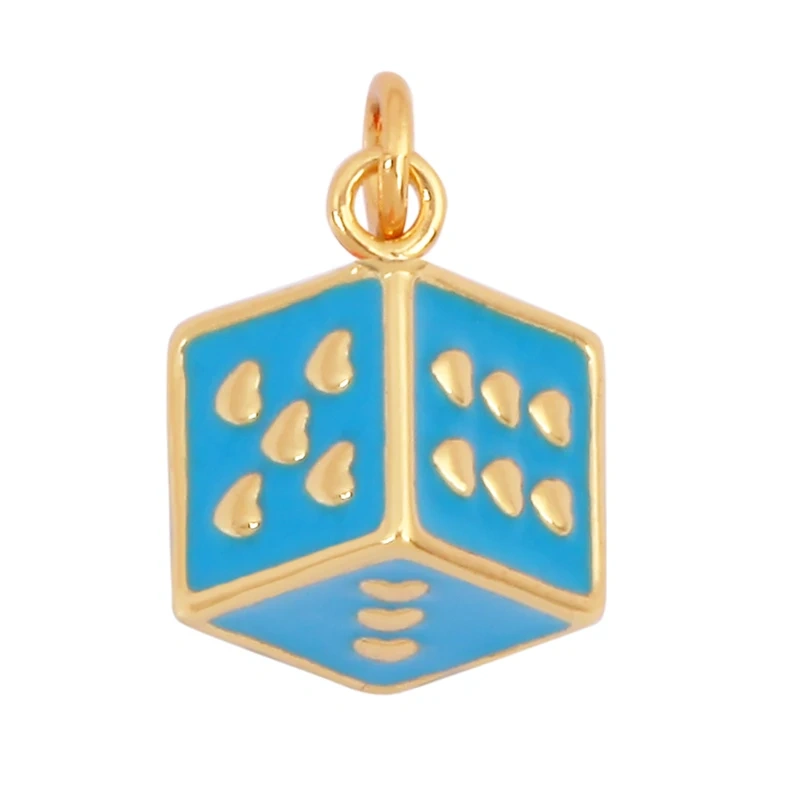 Trendy Colourful Enamel Love Heart Dice Charm Pendant,18K Gold Plated Necklace Bracelet for Jewelry Findings Daily Supplies K34
