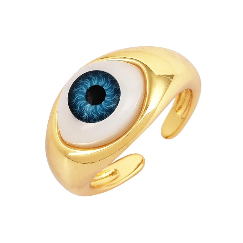 Trendy Colourful Enamel Coated Zircon Finger Ring,Eye Hand Heart Star Pattern Gold Plated Rings Jewelry Findings Supplies P32