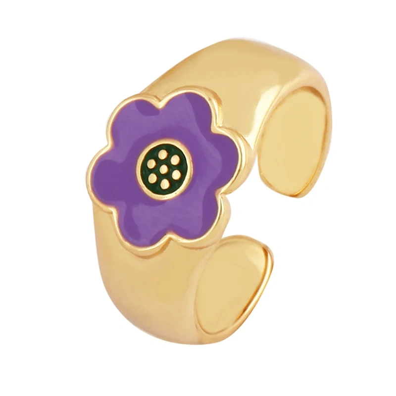 Fashion Romantic Sweet Flower  Happy Face Angel Finger Ring,18K Gold Plated Zircon Open Adjustable Rings Jewelry Findings P17