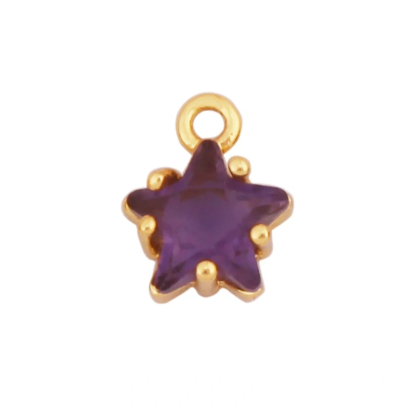 Mini Geometry Bezel Star Charm Pendant with Glass,Earring Attachment,18K Gold Plated CZ Pave Jewelry Findings Accessories K48