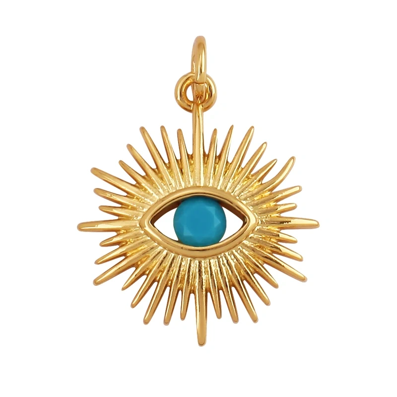 Evil Eye Charm Pendant,18K Real Gold Plated Cubic Zirconia CZ Paved Religours,Jewelry Necklace Bracelet Accessories Supplies K09