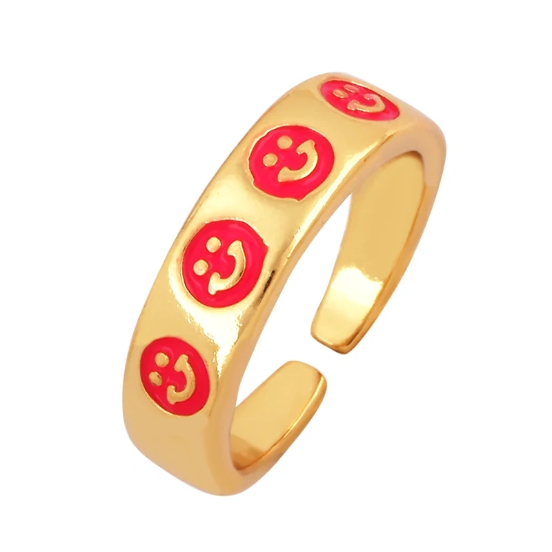 Fashion Romantic Sweet Flower  Happy Face Angel Finger Ring,18K Gold Plated Zircon Open Adjustable Rings Jewelry Findings P17