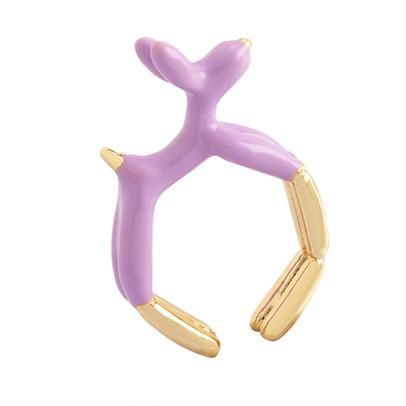 Ballon Dog Pet Puppy Enamel Finger Ring, Neon Pink Orange Blue Pendant Oil Dropped, Sweet  Party Jewelry Wholesale P03