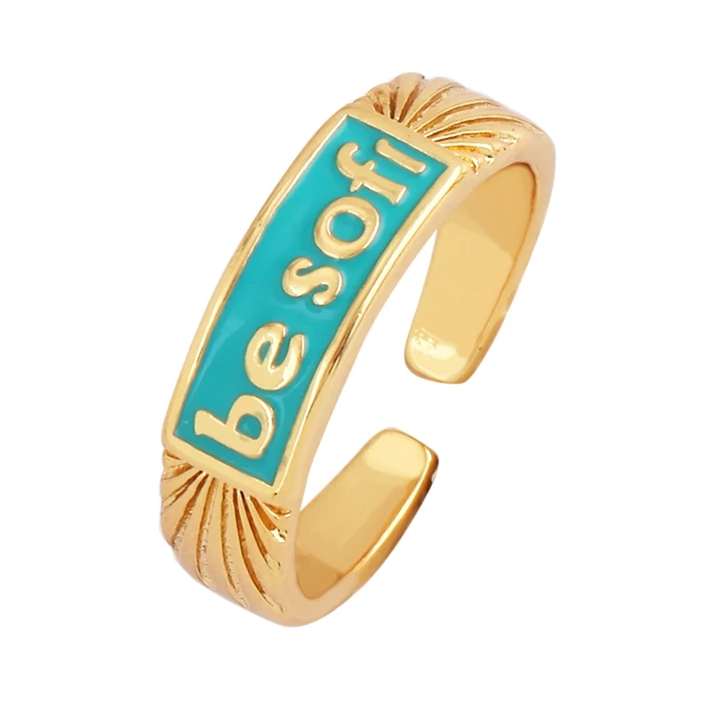 BABY LOVE HOPE DREAMER CHAOS Letter Charm Finger Ring,Colourful Enamel Coated Open Adjustable Rings Jewelry Findings Supplies