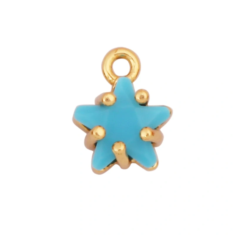 Mini Geometry Bezel Star Charm Pendant with Glass,Earring Attachment,18K Gold Plated CZ Pave Jewelry Findings Accessories K48
