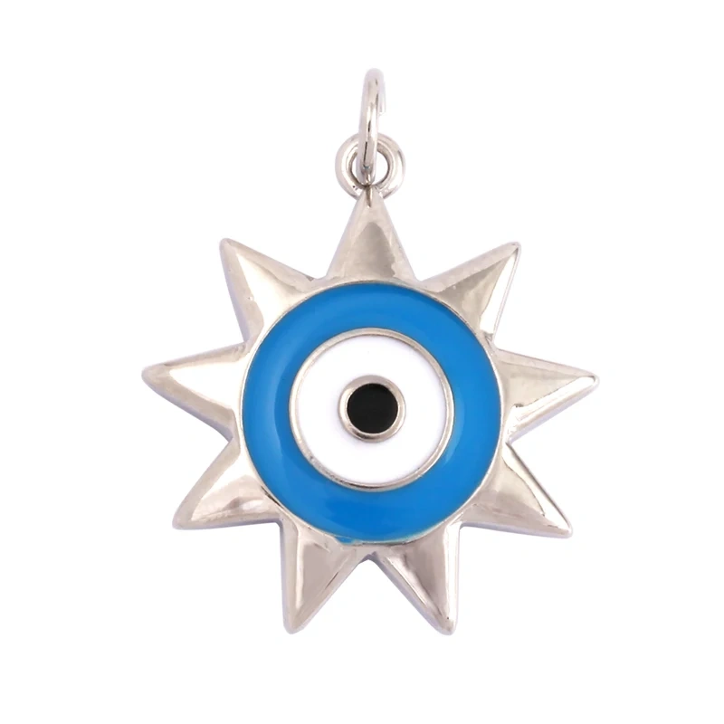 Evil Eye Charm Pendant,18K Real Gold Plated Cubic Zirconia CZ Paved Religours,Jewelry Necklace Bracelet Accessories Supplies K09