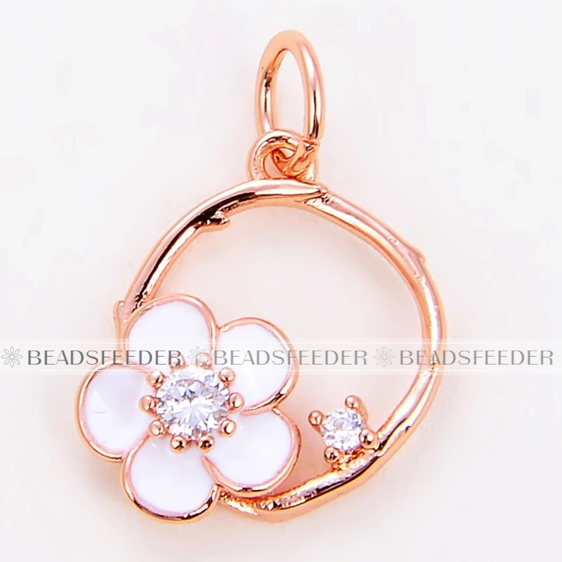 Beadsfeeder mini leaf leaves garland flower charm pendant, real gold colour plated , craft jewelry supplies L75