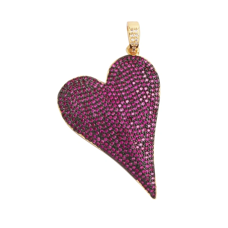 Classics Love Heart Zircon Focal Charm Pendant,Creative Angel Wings 18K Real Gold Plated Jewelry Findings Accessories Supply L27