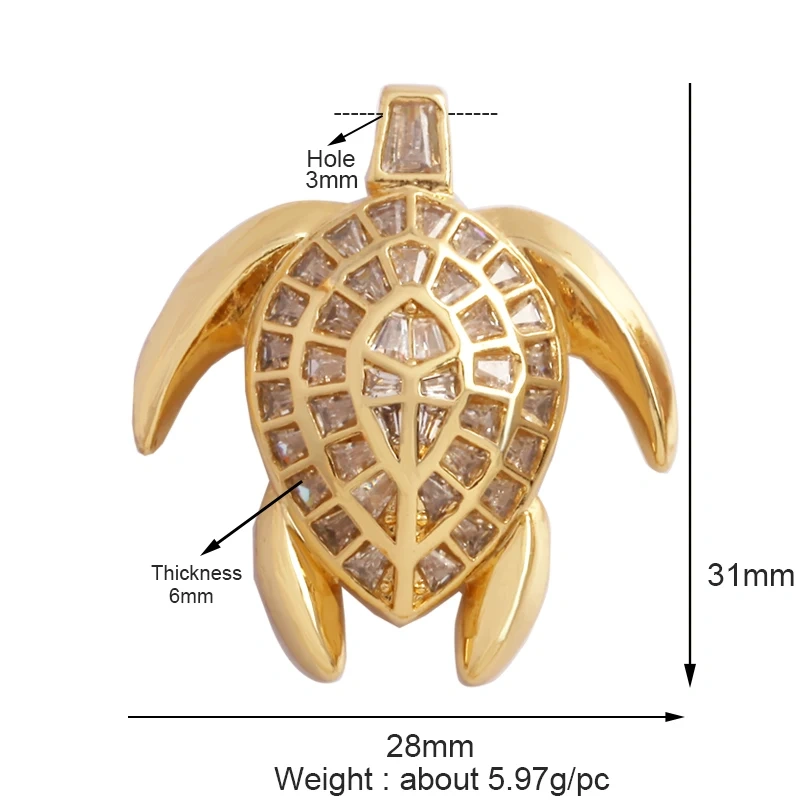 Marine Sea Nautilus Turtle Starfish Octopus Conch Crab Shell Snake Charm Pendant,Gold Plated Zircon Jewelry Findings Supply M67