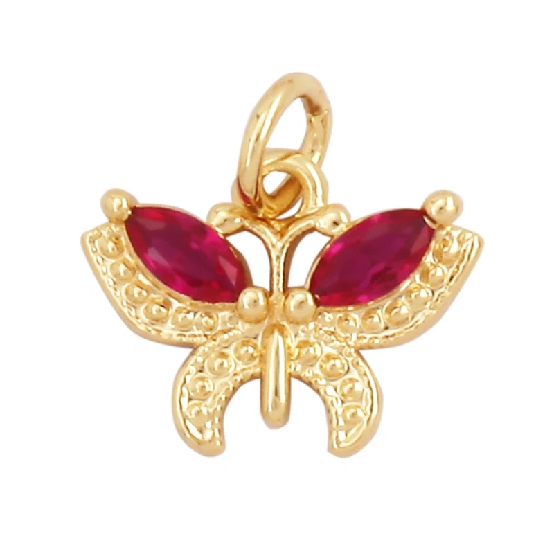 Dainty Butterfly Dragonfly Insect Charm Pendant,Cute Fashion 18K Gold Inlaid Zircon Animal Craft Jewelry Necklace Supplies L35