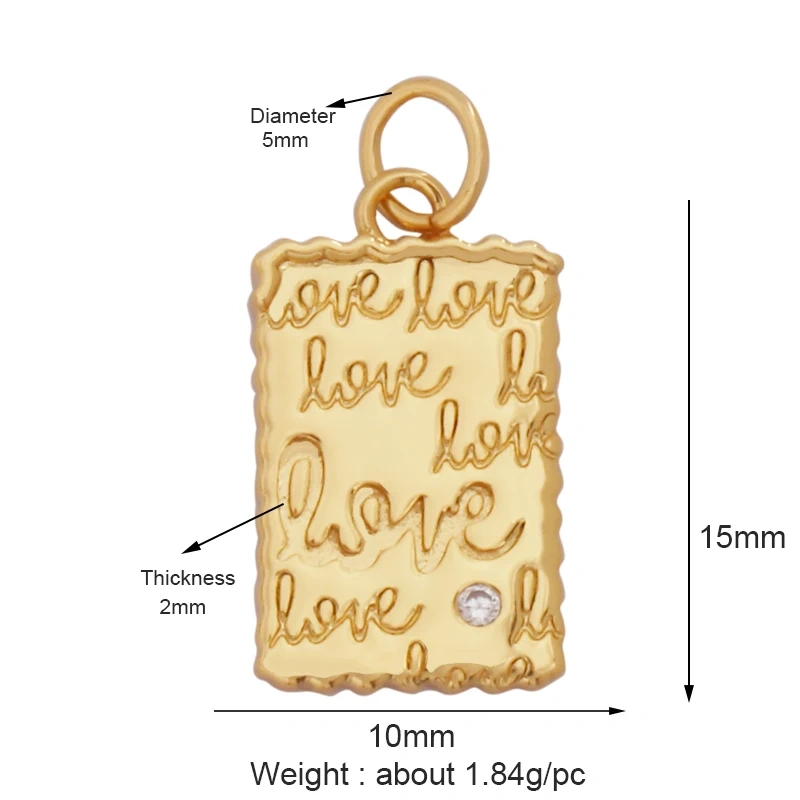 Trendy Love Heart Boy Girl Mama Cubic Zirconia Charm Pendant,18K Gold Necklace Bracelet for DIY Handmade Jewelry Supplies M61