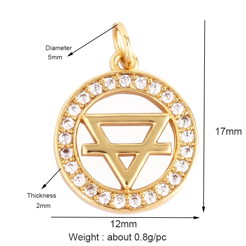 Shining Star Moon Colourful Mushroom Shape Geometry Charm Pendant,18K Gold Plated Zircon Necklace Bracelet Handmade Jewelry K32