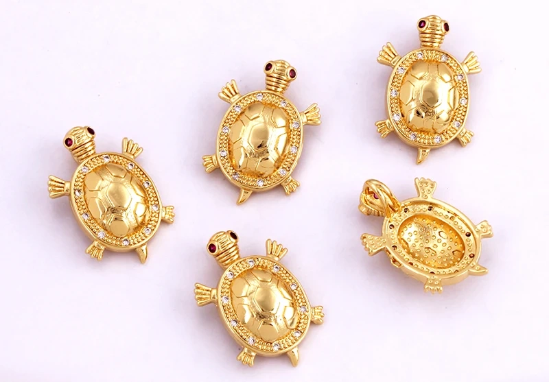 Unique Fine Tortoise Snake Owl Lion Disc Animal Charm Pendant,Cute 18K Gold Necklace Bracelet for Handmade Jewelry Supplies L21