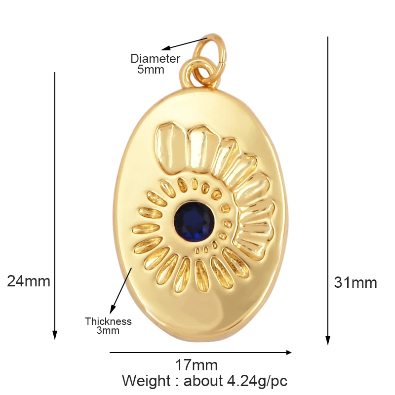 Sweet Colorful Sun Rose Flower Charm Pendant,Trendy 18K Gold Geometry Zircon Necklace Accessories DIY Handy Craft Jewelry L33