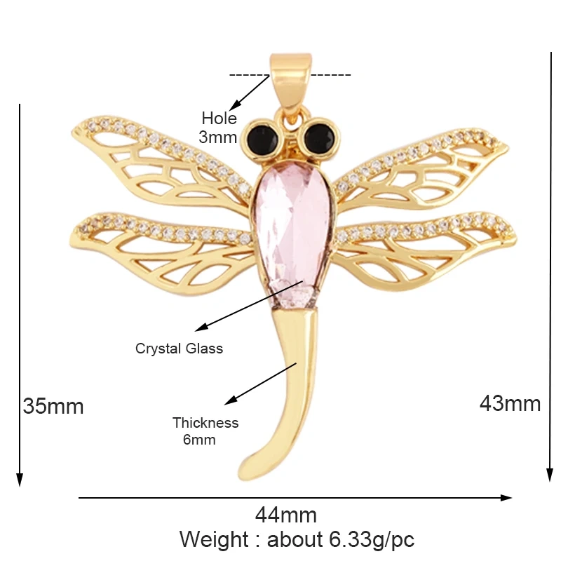 Butterfly Dragonfly Spider Bird Transparent Crystal Glass Charm Pendant,Insect Animal Jewelry Craft Necklace Making Supplies M46